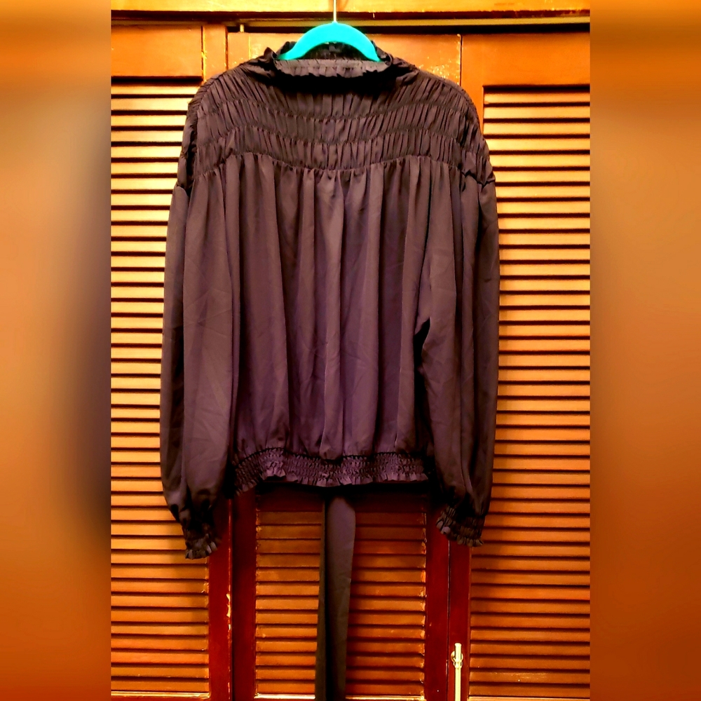 Venus Black Ruffle Shirt